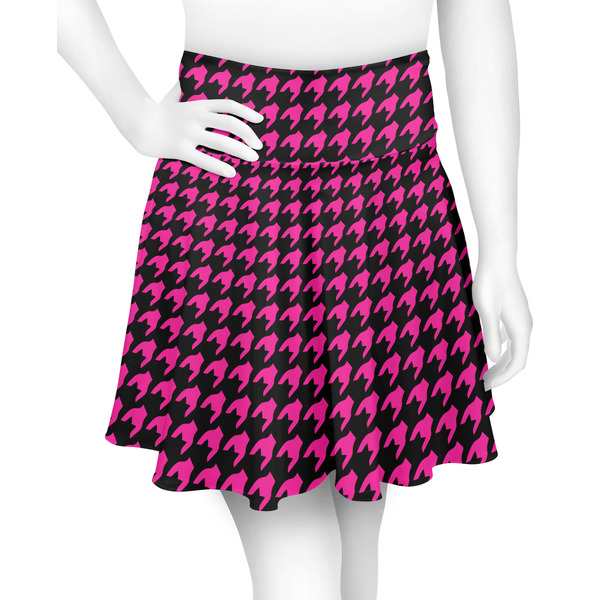 Custom Houndstooth w/Pink Accent Skater Skirt - Small