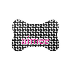 Houndstooth w/Pink Accent Bone Shaped Dog Food Mat (Small) (Personalized)