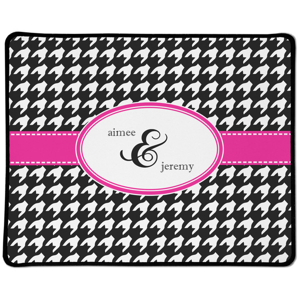 Custom Houndstooth w/Pink Accent Large Gaming Mouse Pad - 12.5" x 10" (Personalized)
