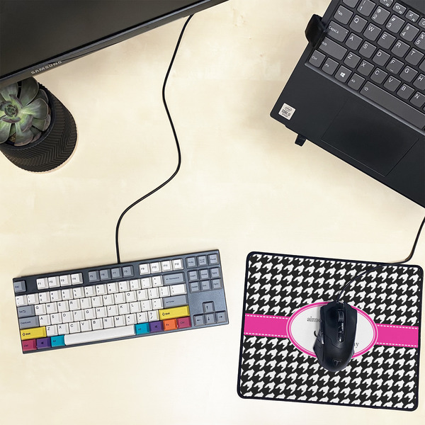 Houndstooth w/Pink Accent Small Gaming Mats - LIFESTYLE