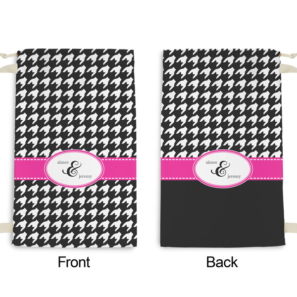 Houndstooth w/Pink Accent Small Laundry Bag - Front & Back View