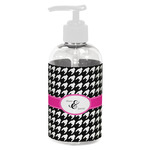 Houndstooth w/Pink Accent Plastic Soap / Lotion Dispenser (8 oz - Small - White) (Personalized)