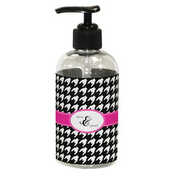 Houndstooth w/Pink Accent Plastic Soap / Lotion Dispenser (8 oz - Small - Black) (Personalized)