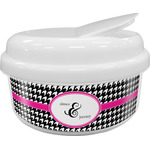 Houndstooth w/Pink Accent Snack Container (Personalized)
