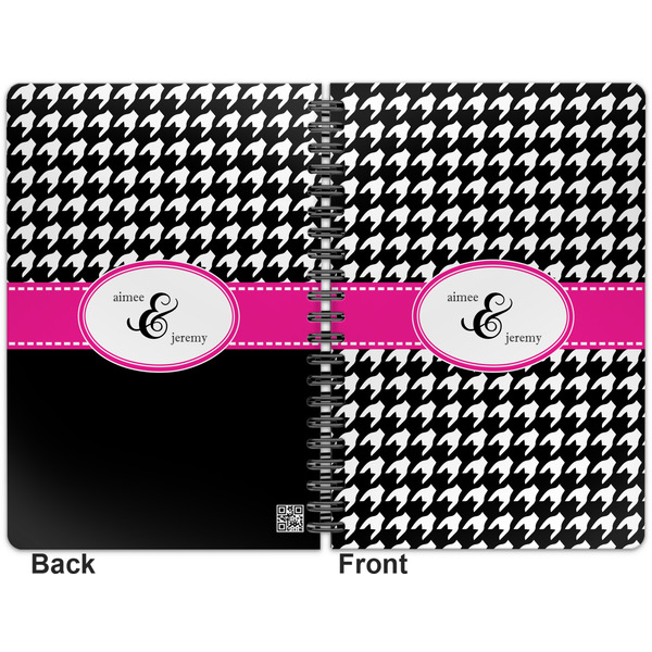 Houndstooth w/Pink Accent Spiral Journal 7 x 10 - Apvl