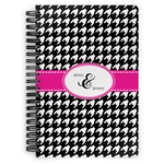 Houndstooth w/Pink Accent Spiral Notebook - 7x10 w/ Couple's Names