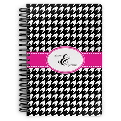 Houndstooth w/Pink Accent Spiral Notebook (Personalized)