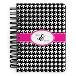 Houndstooth w/Pink Accent Spiral Notebook - 5x7 w/ Couple's Names