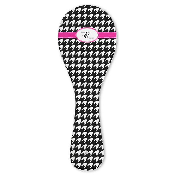 Custom Houndstooth w/Pink Accent Ceramic Spoon Rest (Personalized)
