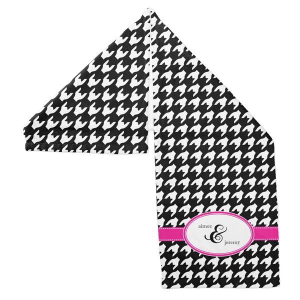 Houndstooth w/Pink Accent Sports Towel Folded - Both Sides Showing