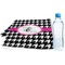 Houndstooth w/Pink Accent Sports Towel Folded with Water Bottle