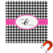 Houndstooth w/Pink Accent Square Car Magnet