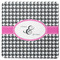 Houndstooth w/Pink Accent Square Coaster Rubber Back - Single