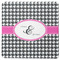 Houndstooth w/Pink Accent Square Rubber Backed Coaster (Personalized)