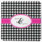 Houndstooth w/Pink Accent Square Rubber Backed Coaster (Personalized)
