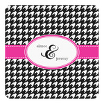 Houndstooth w/Pink Accent Square Decal - Small (Personalized)
