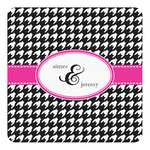 Houndstooth w/Pink Accent Square Decal - Medium (Personalized)