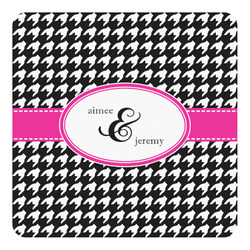 Houndstooth w/Pink Accent Square Decal (Personalized)