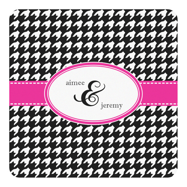 Custom Houndstooth w/Pink Accent Square Decal - Small (Personalized)