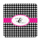 Houndstooth w/Pink Accent Square Fridge Magnet - FRONT
