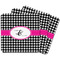 Houndstooth w/Pink Accent Square Fridge Magnet - MAIN