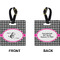 Houndstooth w/Pink Accent Square Luggage Tag (Front + Back)