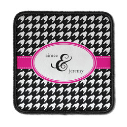 Houndstooth w/Pink Accent Iron On Square Patch w/ Couple's Names