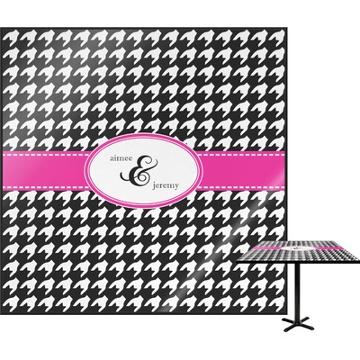 Houndstooth w/Pink Accent Square Table Top (Personalized)