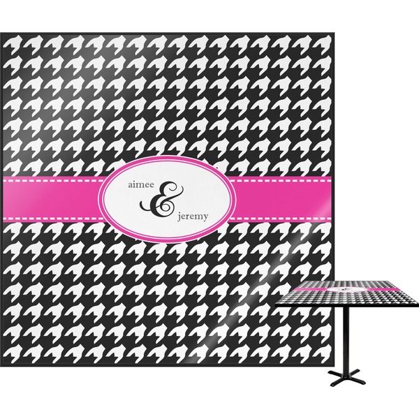 Custom Houndstooth w/Pink Accent Square Table Top - 30" (Personalized)