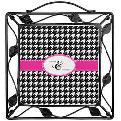Houndstooth w/Pink Accent Square Trivet (Personalized)