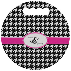 Houndstooth w/Pink Accent Stadium Cushion (Round) (Personalized)