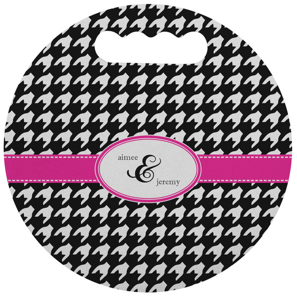 Custom Houndstooth w/Pink Accent Stadium Cushion (Round) (Personalized)