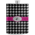 Houndstooth w/Pink Accent Stainless Steel Flask (Personalized)