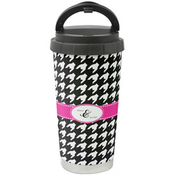 Houndstooth w/Pink Accent Stainless Steel Coffee Tumbler (Personalized)