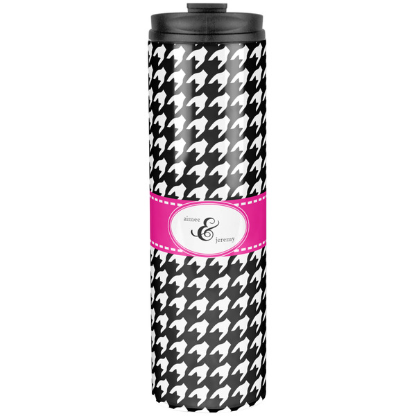 Custom Houndstooth w/Pink Accent Stainless Steel Skinny Tumbler - 20 oz (Personalized)
