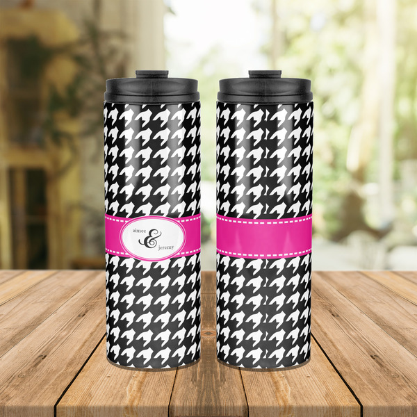 Houndstooth w/Pink Accent Stainless Steel Tumbler - Lifestyle