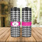 Houndstooth w/Pink Accent Stainless Steel Tumbler - Lifestyle