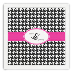 Houndstooth w/Pink Accent Paper Dinner Napkins (Personalized)