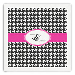 Houndstooth w/Pink Accent Paper Dinner Napkins (Personalized)