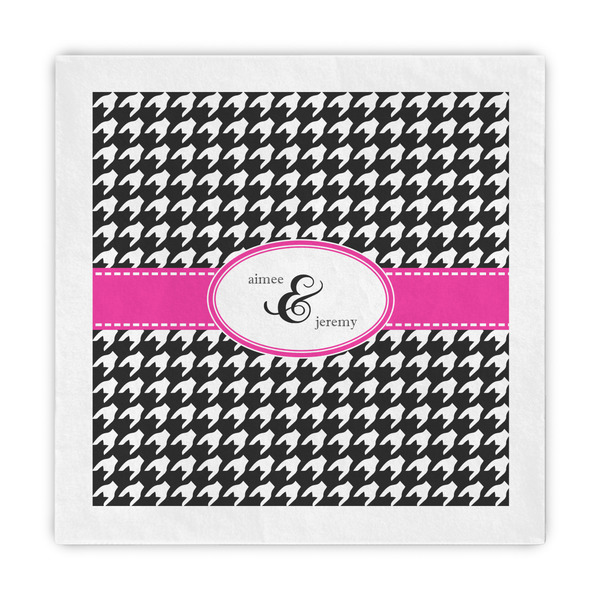 Custom Houndstooth w/Pink Accent Standard Decorative Napkins (Personalized)