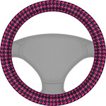Houndstooth w/Pink Accent Steering Wheel Cover
