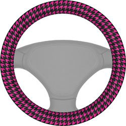 Houndstooth w/Pink Accent Steering Wheel Cover