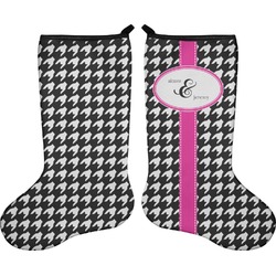 Houndstooth w/Pink Accent Holiday Stocking - Double-Sided - Neoprene (Personalized)