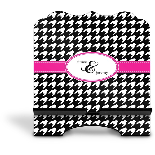 Houndstooth w/Pink Accent Stylized Tablet Stand - Front without iPad