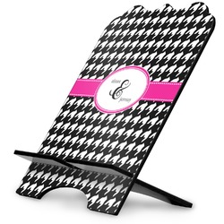 Houndstooth w/Pink Accent Stylized Tablet Stand (Personalized)