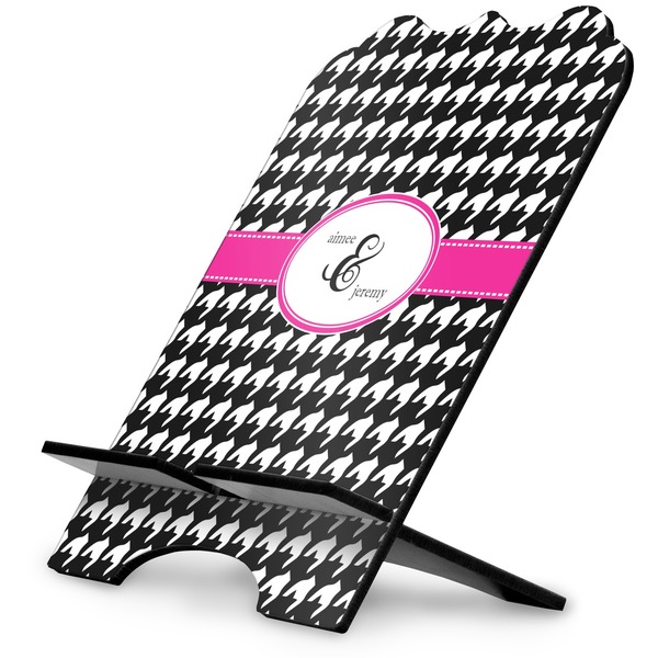 Custom Houndstooth w/Pink Accent Stylized Tablet Stand (Personalized)