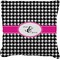 Houndstooth w/Pink Accent Faux-Linen Throw Pillow (Personalized)