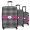 Houndstooth w/Pink Accent 3 Piece Luggage Set - 20" Carry On, 24" Medium Checked, 28" Large Checked (Personalized)