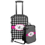 Houndstooth w/Pink Accent Kids 2-Piece Luggage Set - Suitcase & Backpack (Personalized)