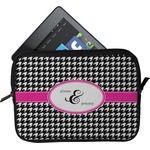 Houndstooth w/Pink Accent Tablet Case / Sleeve (Personalized)